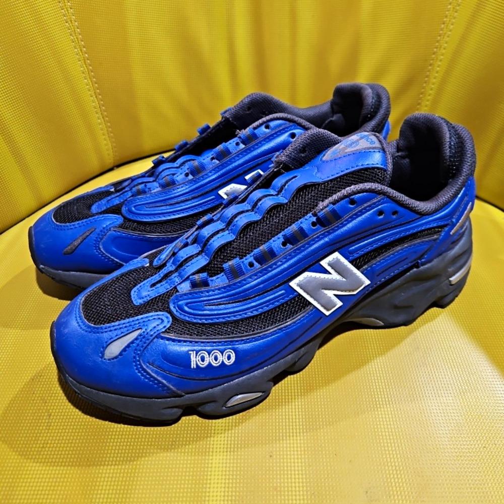 New Balance 1000 Blue Black Men's Low Top Lace-Up Mesh Sneakers Size 9.5